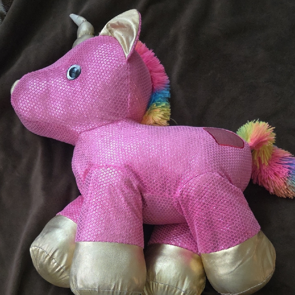 Large Sparkly Pink Unicorn Plush Toy